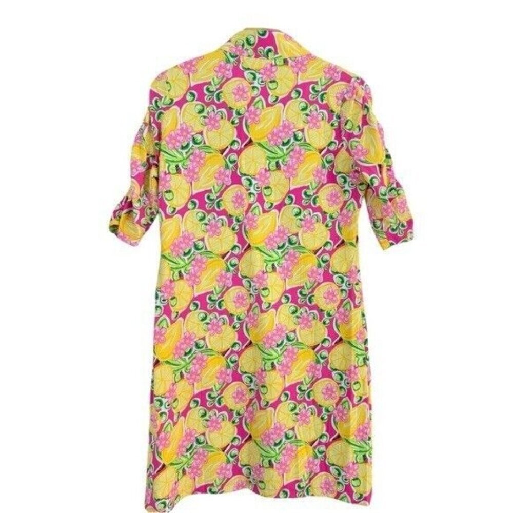 IBKUL Ruched Elbow Length Shift Dress Calista Hot Pink Golf Athletic Size S NEW - Picture 3 of 7